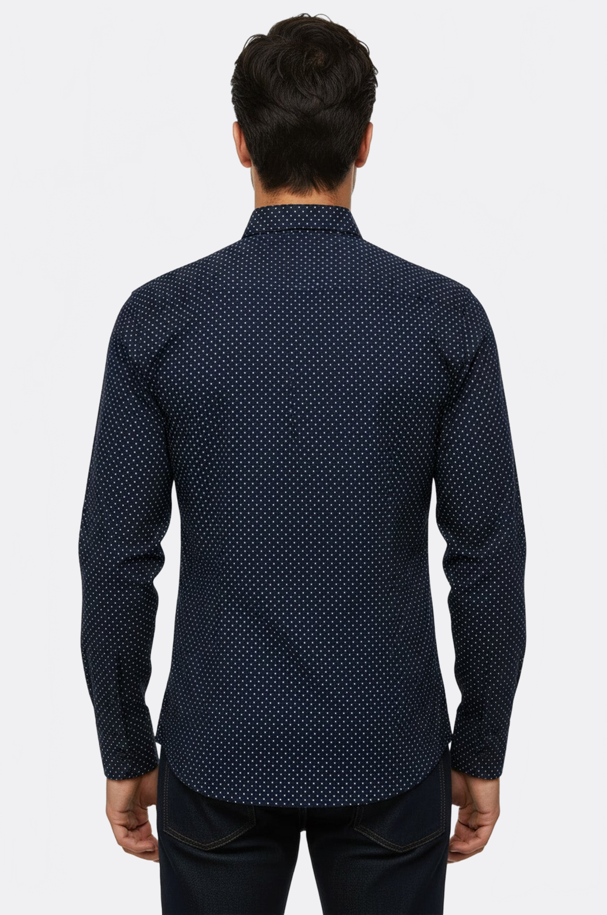 Patterned Slim Fit Navy Blue Men Shirt - Wessi