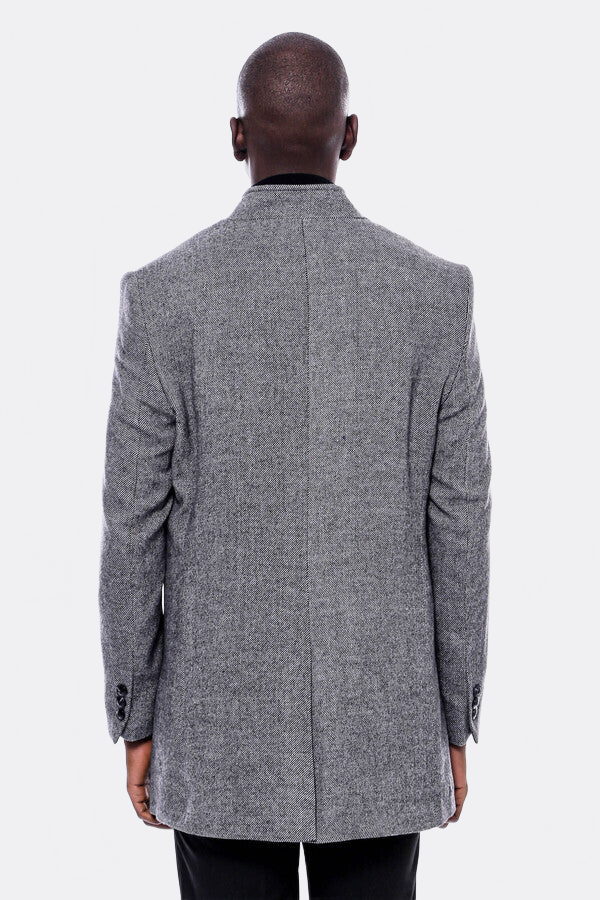 Mandarin Collar Grey Short Coat - Wessi