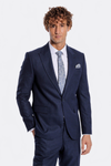 Two Piece Patterned Navy Blue Men Suit - Wessi