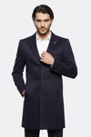 Plaid Navy Blue Men Coat - Wessi