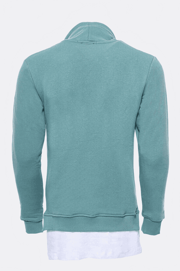 Point Collar T-Shirt Detailed Green Men's Sweatshirt - Wessi