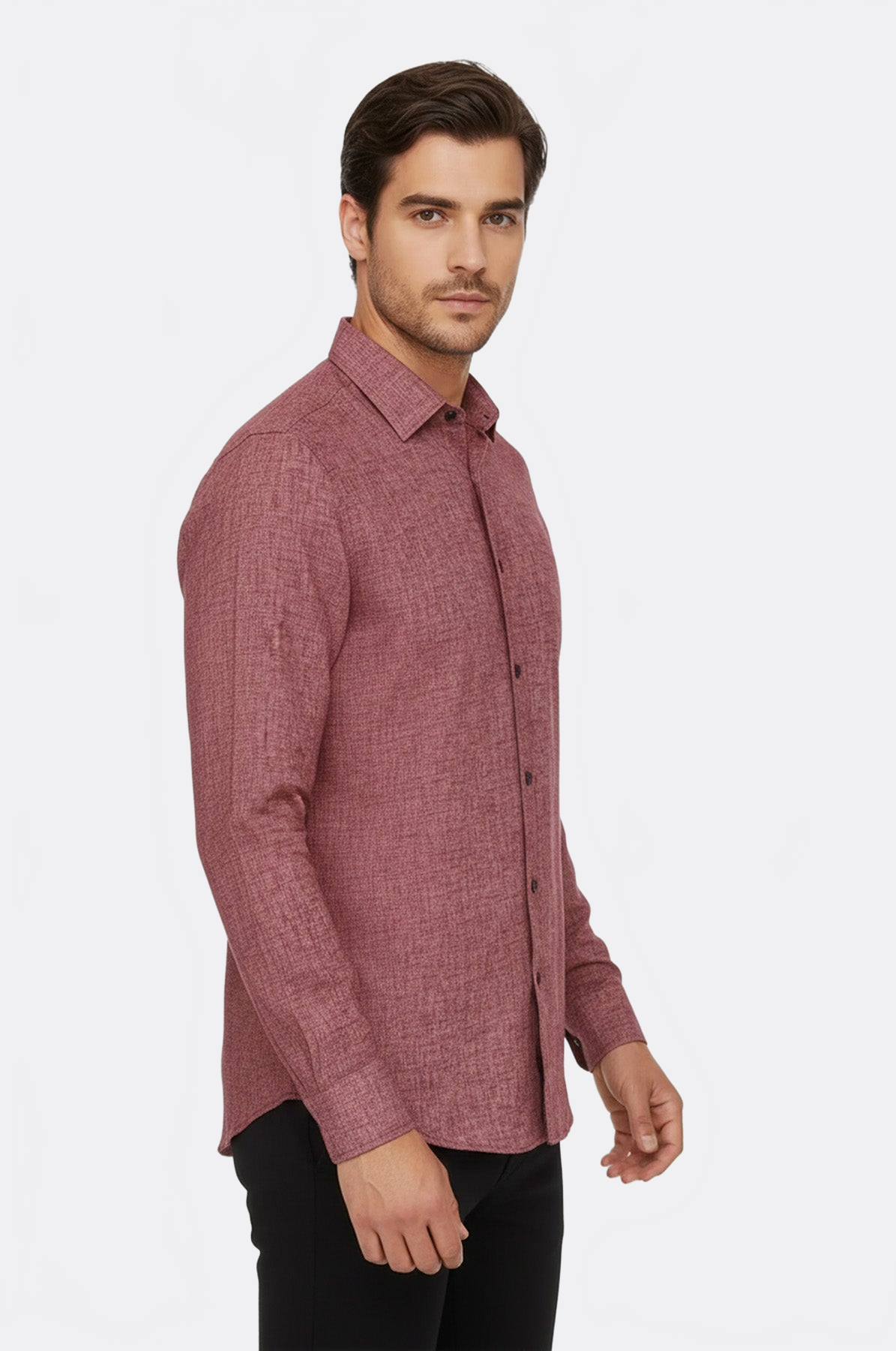 Slim Fit Patterned Burgundy Men Shirt - Wessi