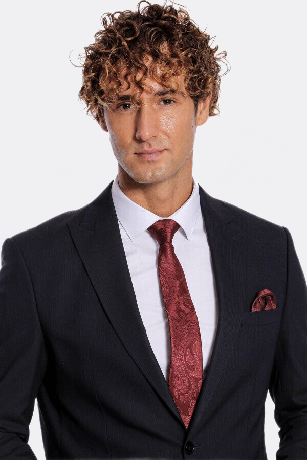 2 Piece Striped Black Men Suit - Wessi