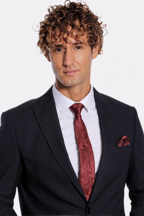 2 Piece Striped Black Men Suit - Wessi