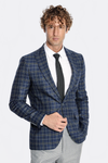 Checked Navy Blue Men Blazer - Wessi