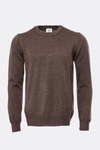 Brown Crew Neck Men Sweater - Wessi