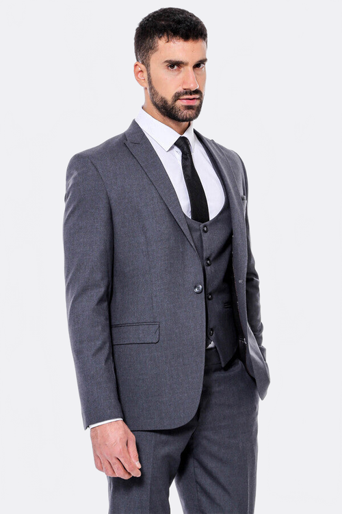 Plain Slim Fit Anthracite Men Suit - Wessi