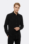 Black Long Sleeves Velvet Men's Shirt - Wessi