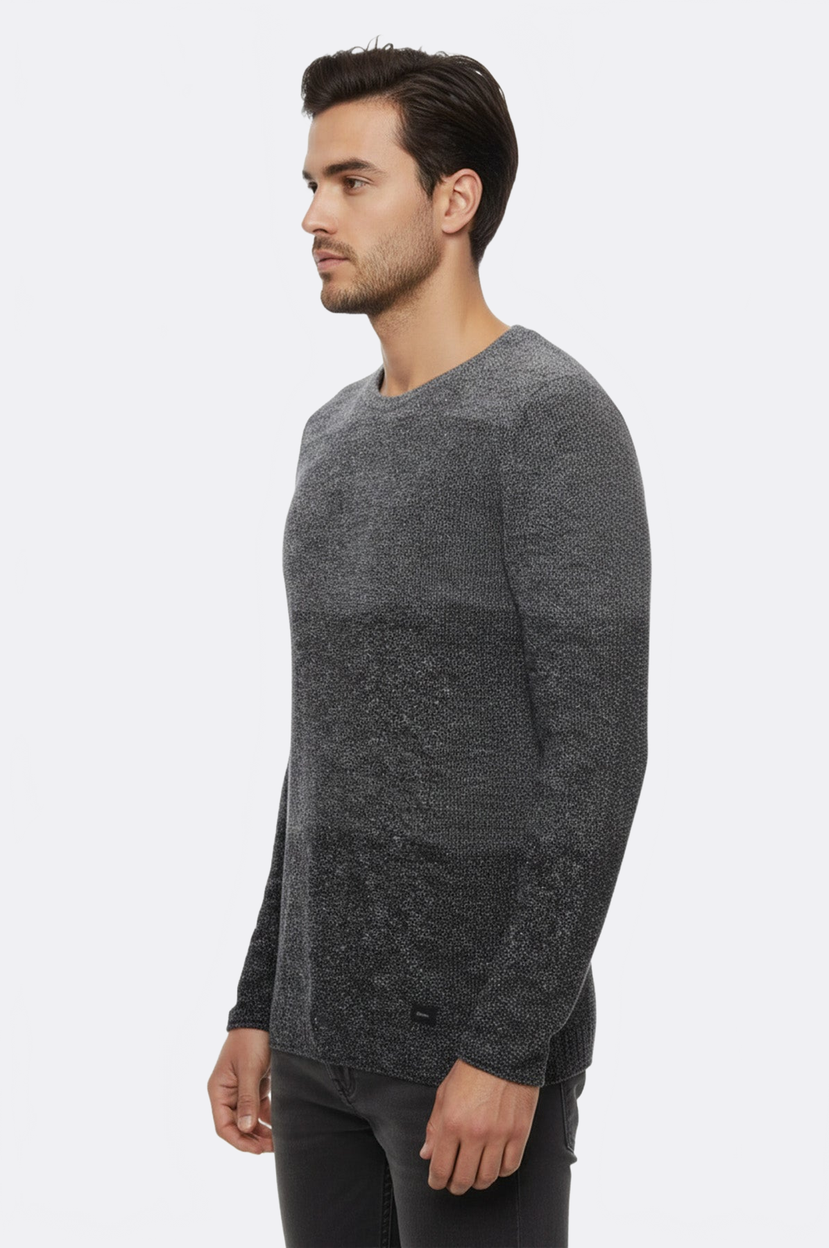 Circle Neck Patterned Grey Knitwear - Wessi