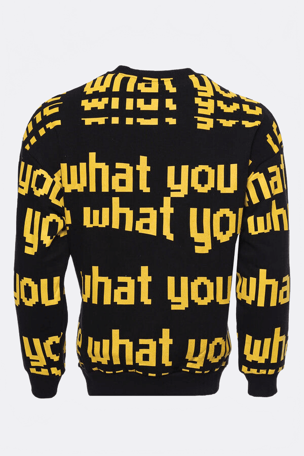 Black Printed Circle Neck Sweatshirt - Wessi