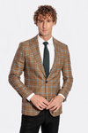Checked Brown Men Blazer - Wessi
