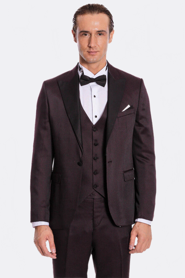 Claret Red and Black Tuxedo for Men | Wessi