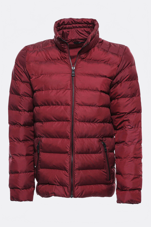 Quilted Standing Collar 2 Pockets Short Men Down Coat - Wessi