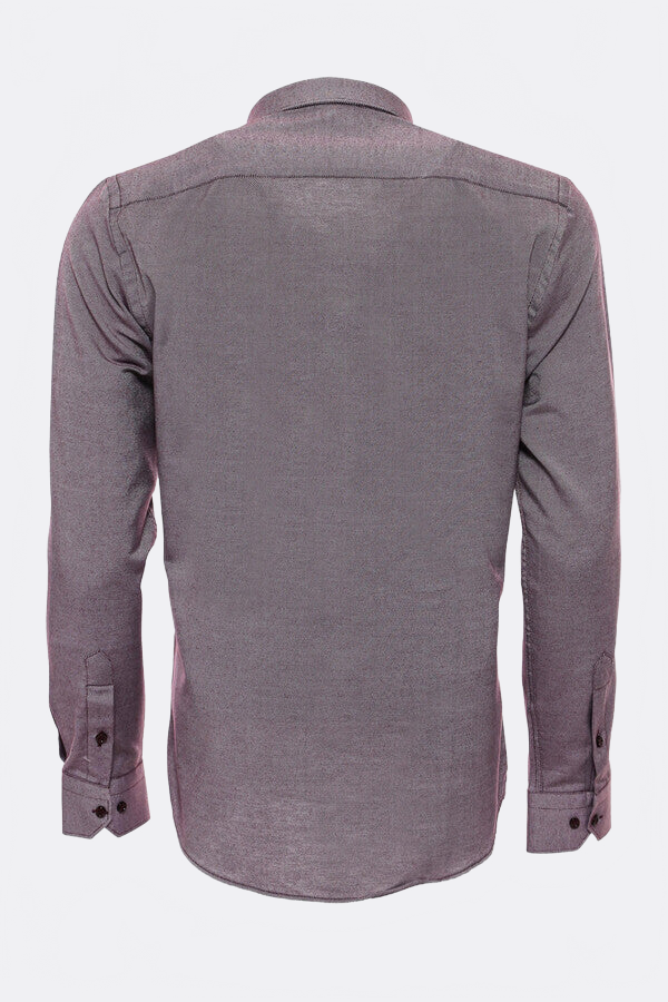 Burgundy Patterned Long Sleeves Slim-Fit Shirt - Wessi