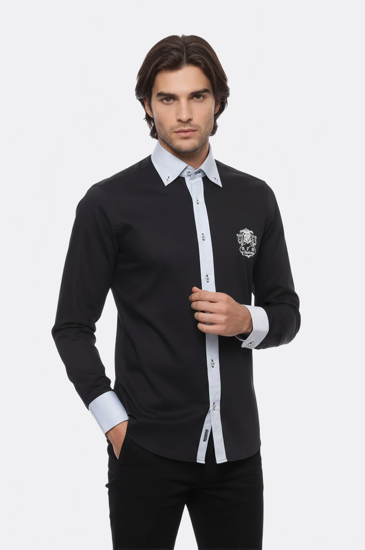 Cotton- Satin Black Men's Sport Shirt - Wessi