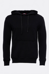 Hooded Pocket Plain Black Men's Sweatshirt - Wessi