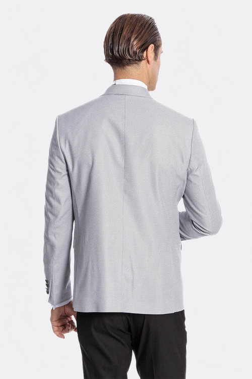 Dot Patterned Grey Vested Tuxedo - Wessi