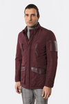 Leather Modeled Burgundy Slim Fit Quilted Jacket - Wessi