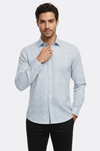 Blue Floral Patterned Slim Fit White Men Shirt - Wessi