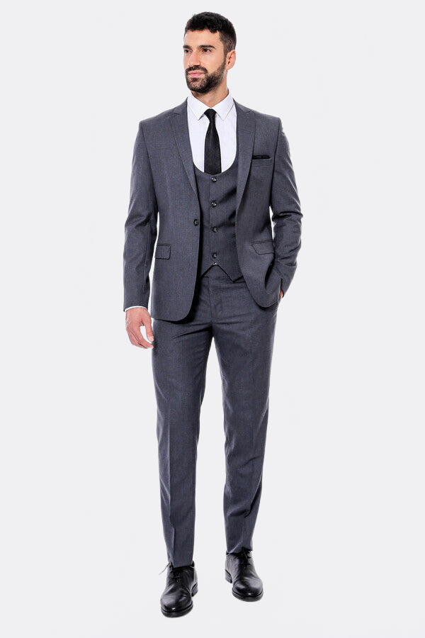 Plain Slim Fit Anthracite Men Suit - Wessi