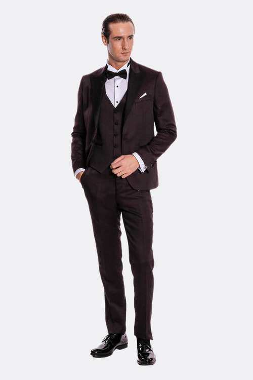 Claret Red and Black Tuxedo for Men | Wessi