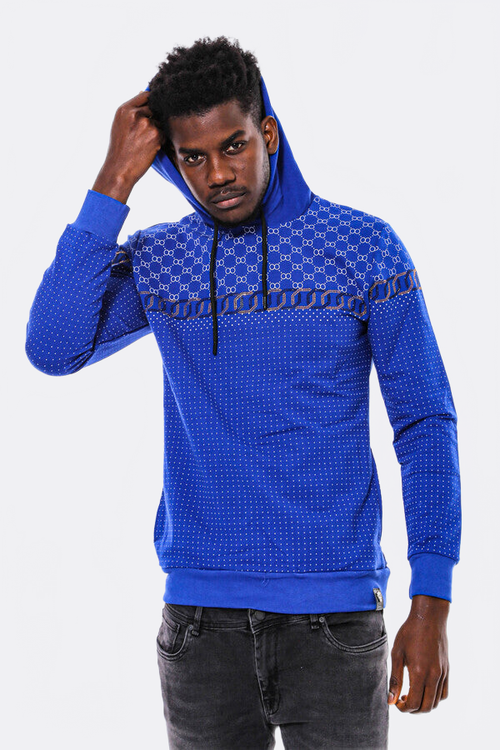 Patterned Slim Fit Indigo Blue Sweatshirt - Wessi