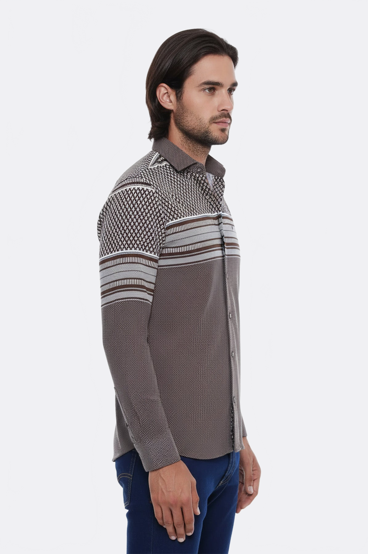 Brown Diamond Patterned Shirt - Wessi