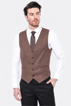 V Neck Tan Men Vest - Wessi