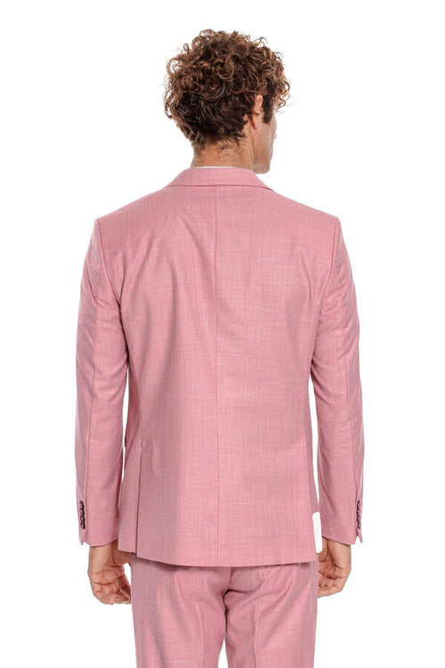 Patterned 2 Piece Slim Fit Pink Men Suit - Wessi