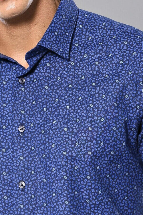 Patterned Blue Long Sleeve Shirt | Wessi