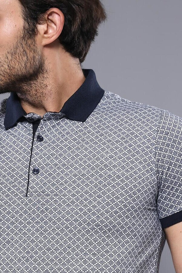 Patterned Grey Men's Polo Shirt | Wessi