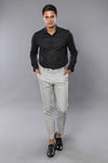 Plaid Slim-Fit Light Grey Men Trousers - Wessi