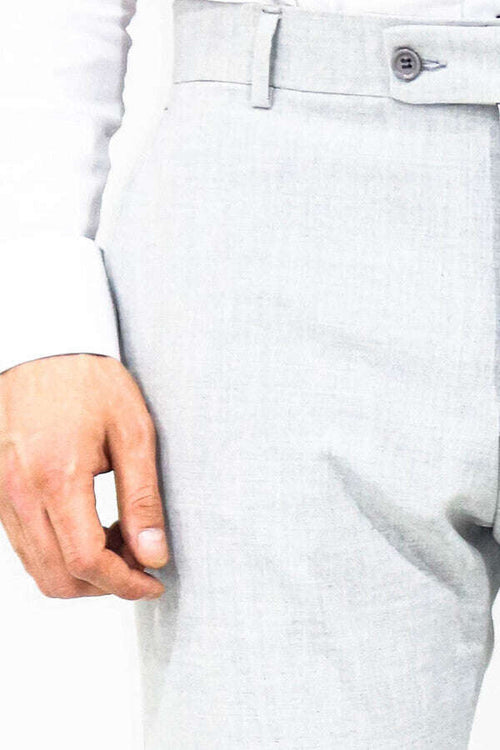 Plain Light Grey Men Dress Pants - Wessi