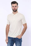 Polo Neck Plain Cream Knitted T-Shirt - Wessi
