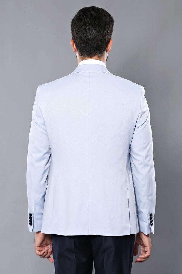 Self-Patterned Baby Blue Wedding Suit - Wessi