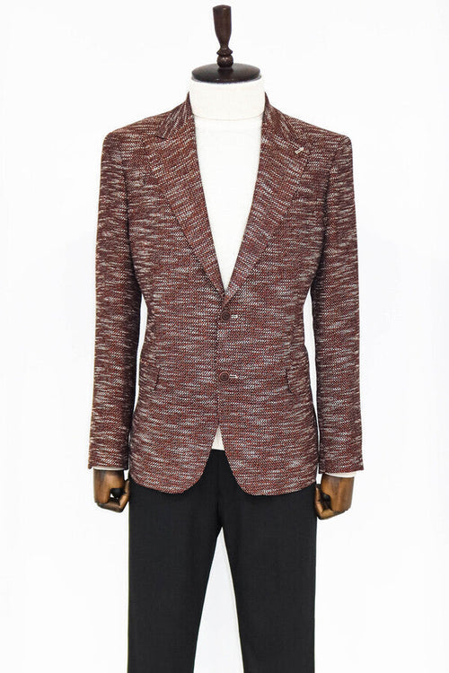 Slim Fit Patterned Sport Brown Men Blazer - Wessi