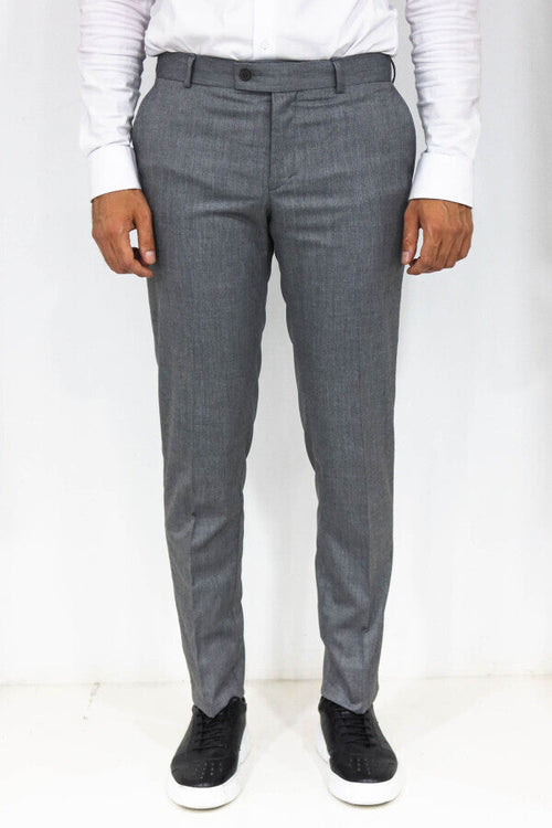 Slim Fit Textured Dark Grey Men Trousers - Wessi