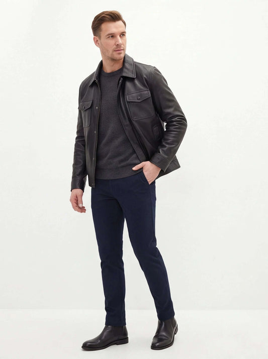 Men’s Trendy British Style Retro Lapel Leather Jacket Koala Sydney 