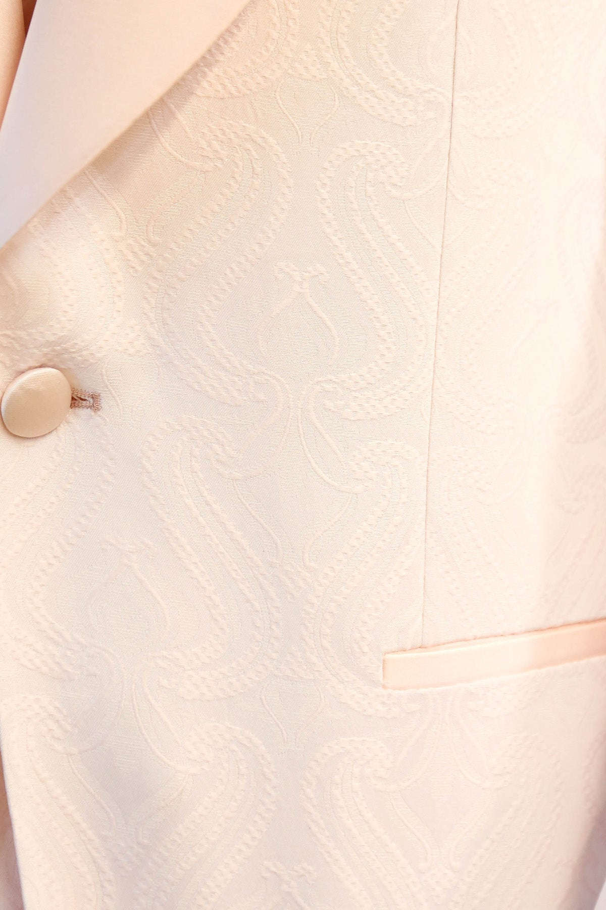 Wavy Patterned Shawl Collar Vested Powder Pink Tuxedo - Wessi