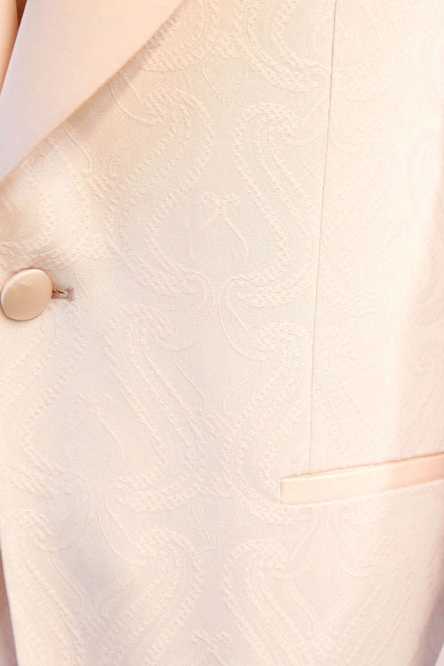 Wavy Patterned Shawl Collar Vested Powder Pink Tuxedo - Wessi