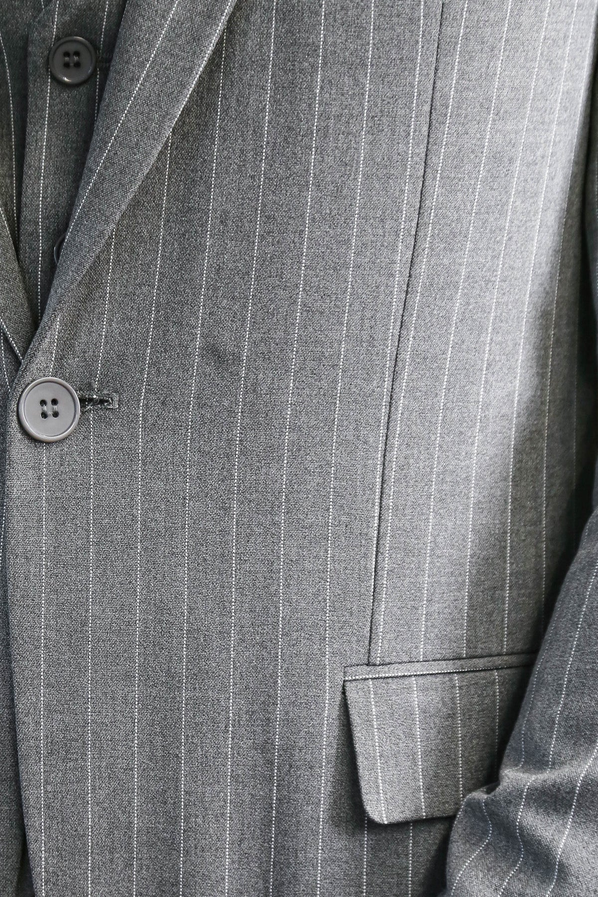 Striped Single Button with Vested Gray Men’s Suit - Wessi