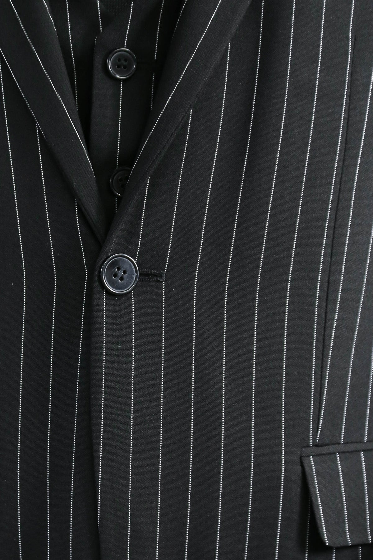 Striped Single Button with Vested Black Mens Suit - Wessi