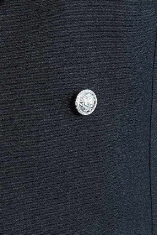 Slim Fit Double-Breasted Black Men’s Suit with Silver-Tone Metal Buttons – Wessi