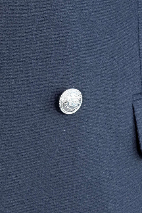Slim Fit Double-Breasted Navy Men’s Suit with Silver-Tone Metal Buttons – Wessi