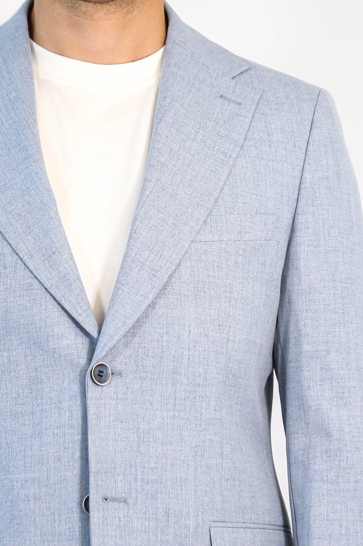 Ice Blue Slim Fit Two-Button Linen Men’s Suit - Wessi