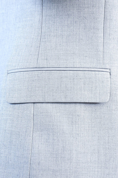 Light Blue Slim Fit Two-Button Linen Men's Suit - Wessi