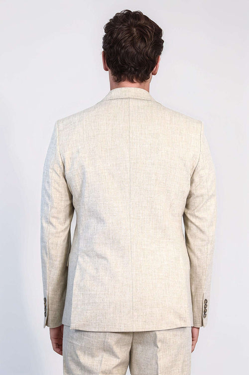 Stone Slim Fit Two-Button Linen Men’s Suit - Wessi