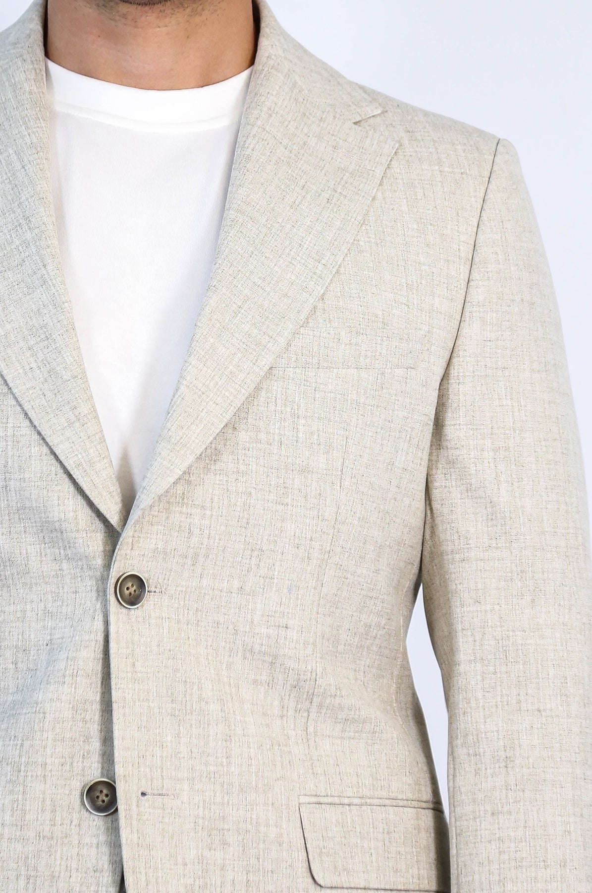 Stone Slim Fit Two-Button Linen Men’s Suit - Wessi