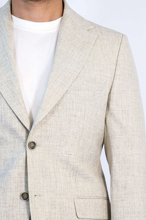 Stone Slim Fit Two-Button Linen Men’s Suit - Wessi