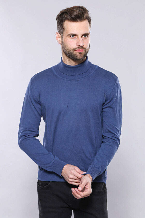 Turtleneck Blue Sweater | Wessi